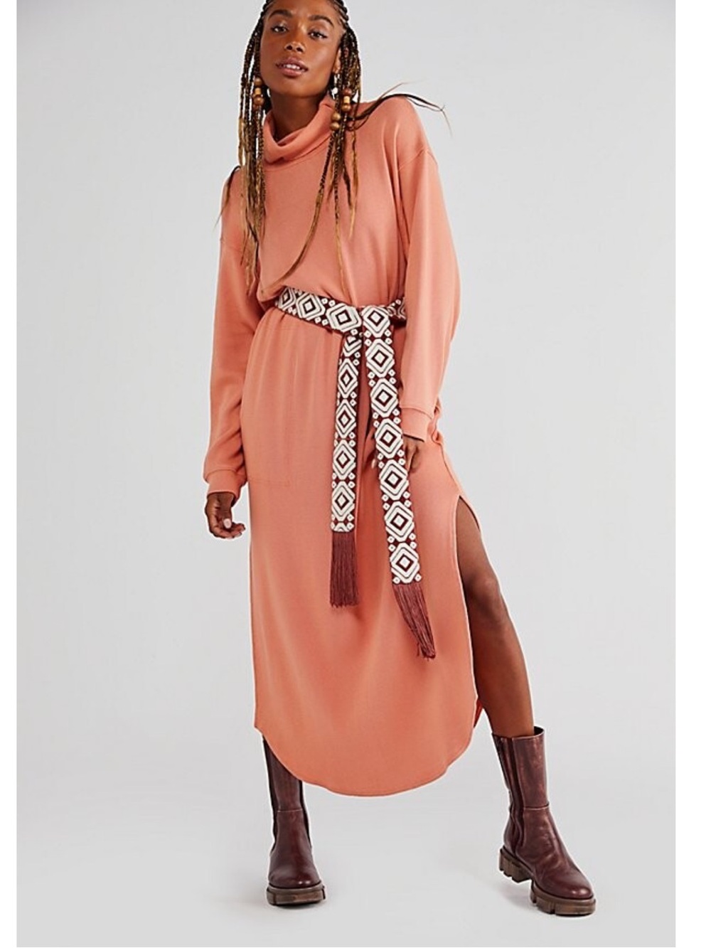 Free People Beach Sweater Midi Dress Georgie Athleisure Boho Lagenlook size XL